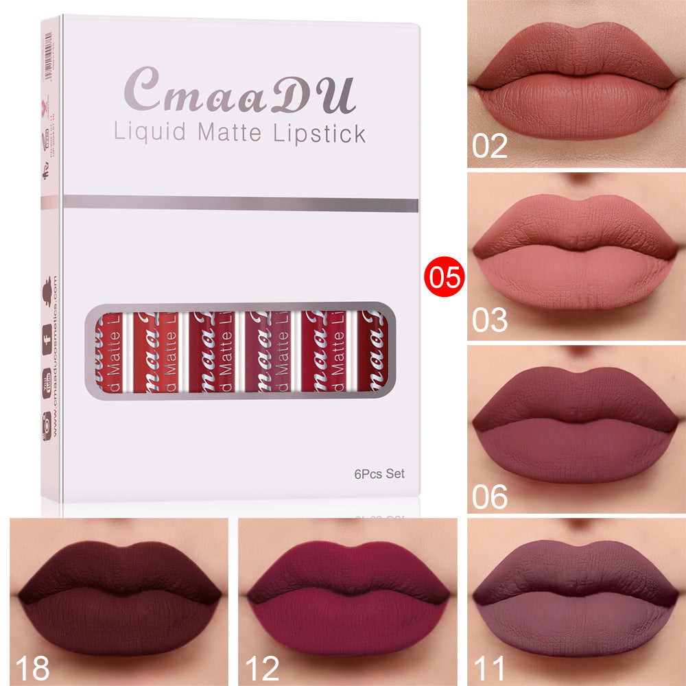 6pc* Of Matte Non-stick Cup Waterproof Lipstick Long Lasting Lip Gloss
