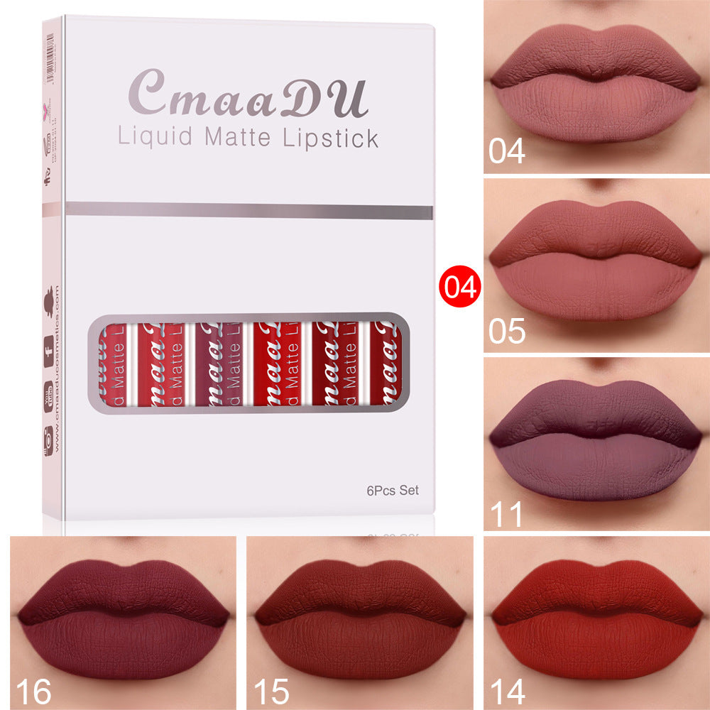 6pc* Of Matte Non-stick Cup Waterproof Lipstick Long Lasting Lip Gloss