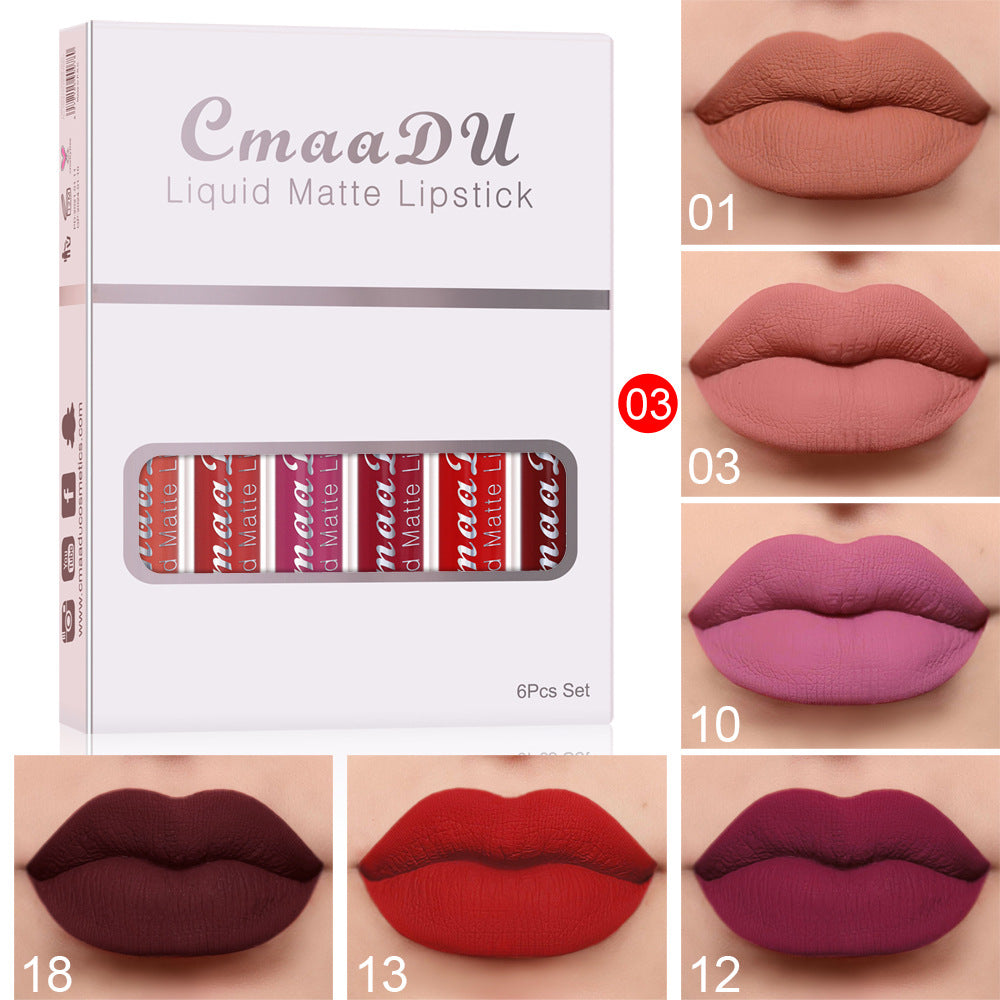 6pc* Of Matte Non-stick Cup Waterproof Lipstick Long Lasting Lip Gloss