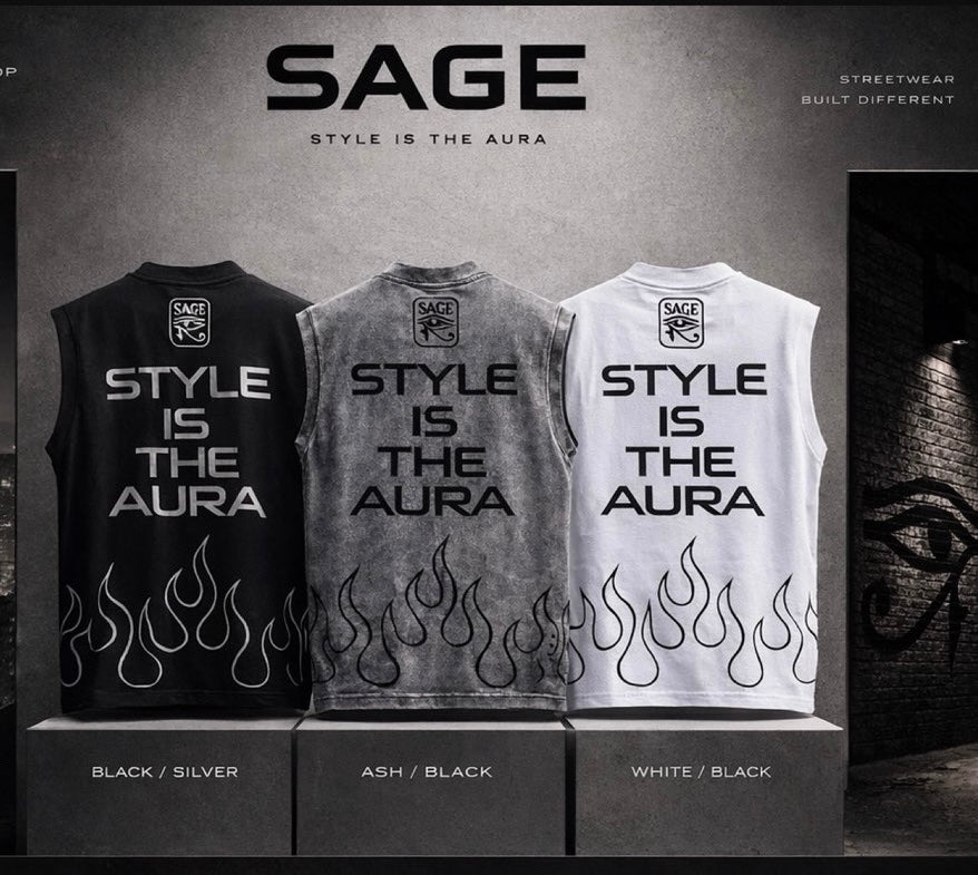 SAGE Premium Sleeveless Tee – Style Is The Aura Edition