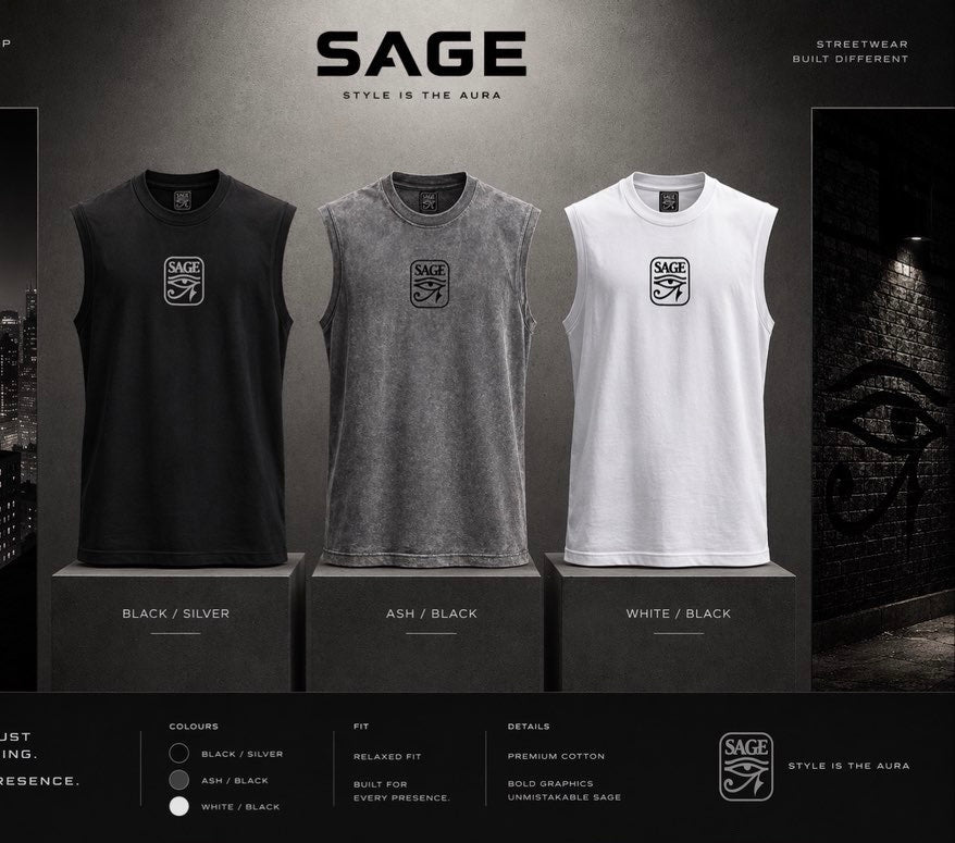 SAGE Premium Sleeveless Tee – Style Is The Aura Edition