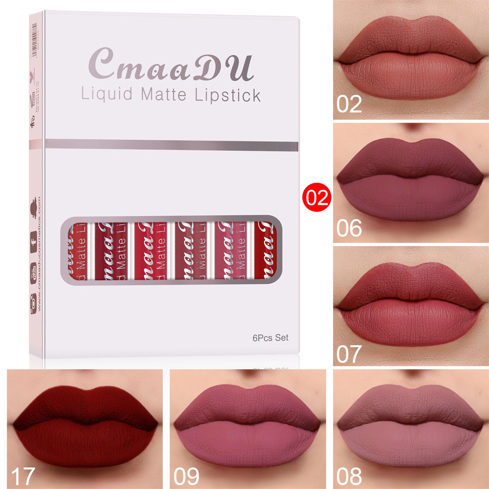 6pc* Of Matte Non-stick Cup Waterproof Lipstick Long Lasting Lip Gloss
