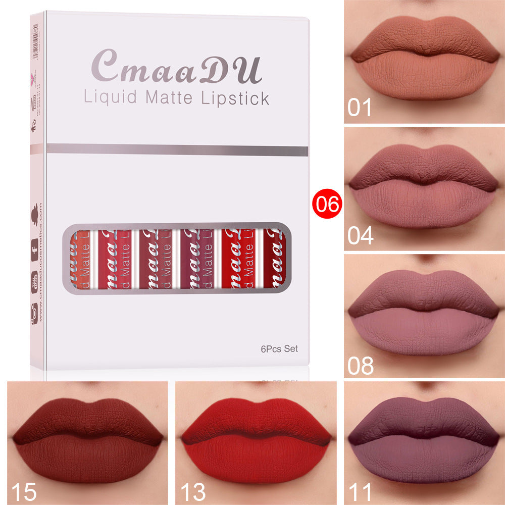 6pc* Of Matte Non-stick Cup Waterproof Lipstick Long Lasting Lip Gloss