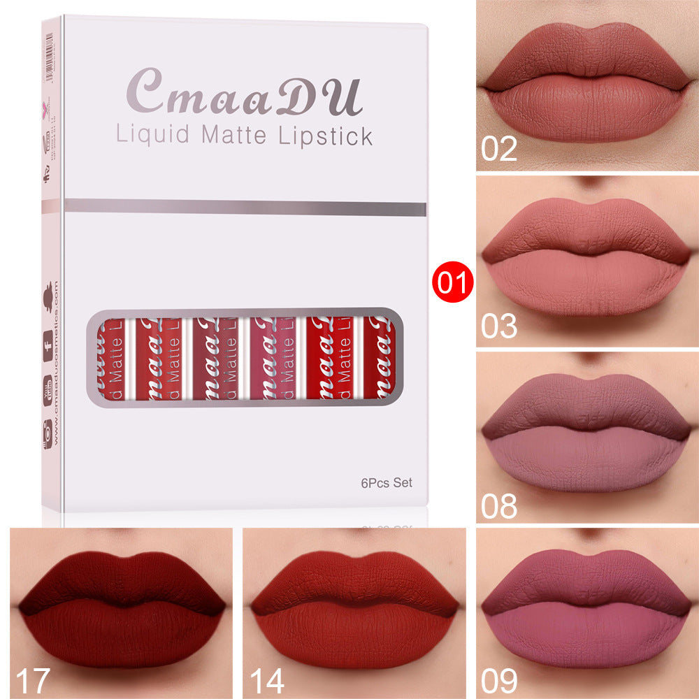 6pc* Of Matte Non-stick Cup Waterproof Lipstick Long Lasting Lip Gloss